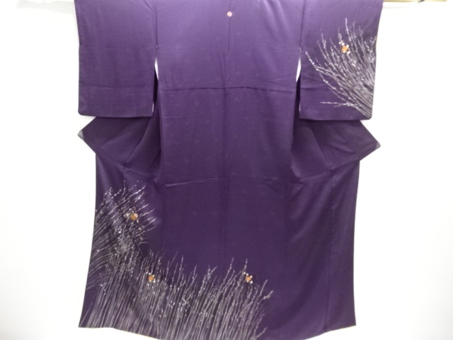 猫柳に菊模様刺繍一ツ紋訪問着